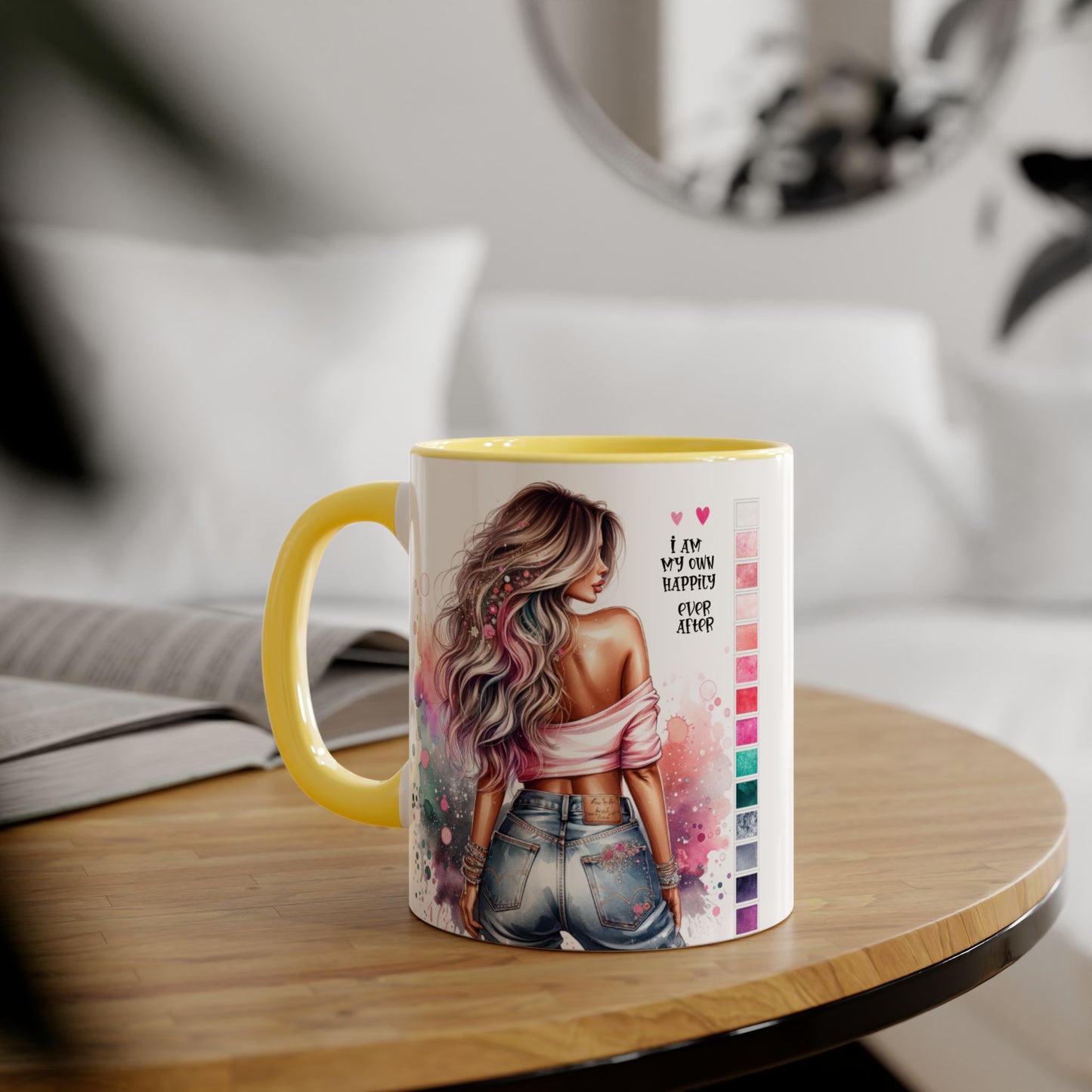 I Am My Own Happily Ever After Colorful Inspirational Accent Mug - Perfect for Coffee Lovers, Art Enthusiasts, Gift Ideas, Motivational Coffee Cup, Cozy Vibes