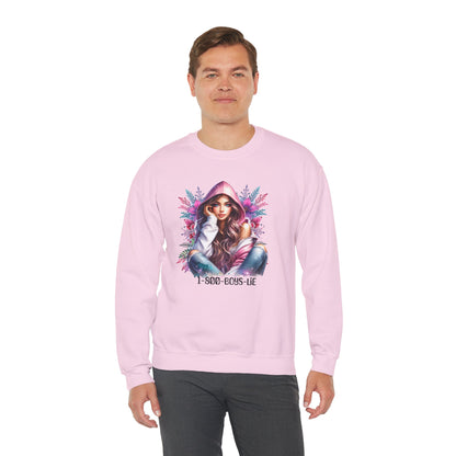 1-800-Boys-Lie Chic Floral Sweatshirt, Cozy Crewneck, Fall Fashion, Gift for Her, Self-Care Sweater, Cute Relaxed Fit