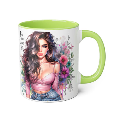 Free and Loving Me Chic Art Mug, Emotional Inspiration, Gift For Friends, Coffee Lover, Floral Design, Daily Motivation