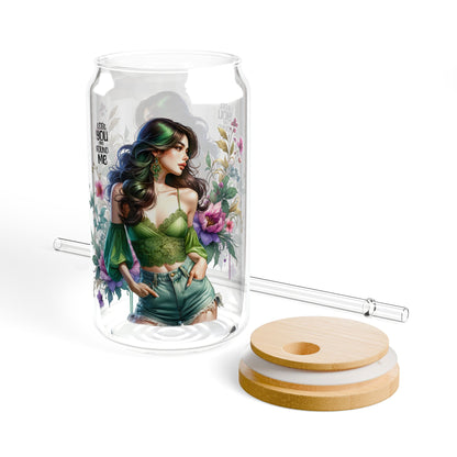 Lost You and Found Me Floral Sipper Glass, 16oz, Eco-Friendly Drinkware, Summer Vibes, Gift for Her, Reusable Beverage Container, Garden Party