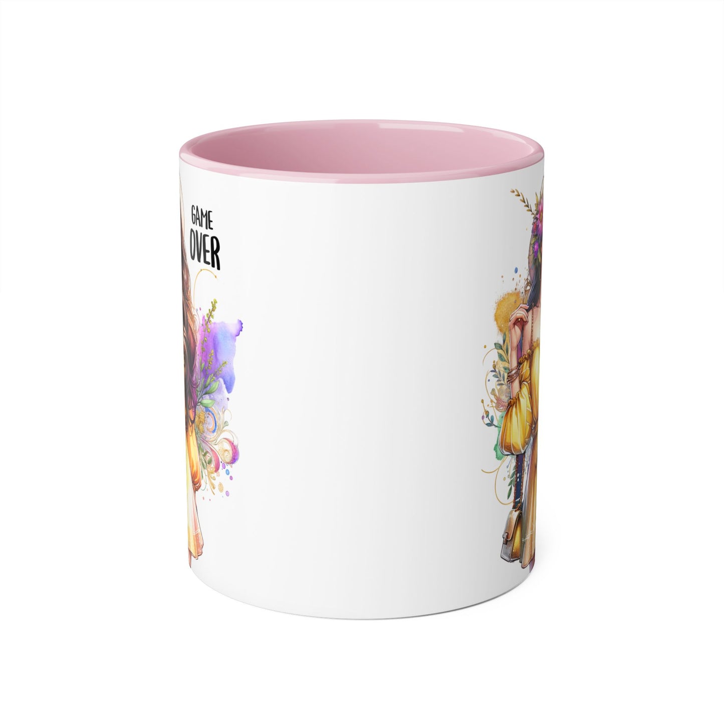 Colorful Game Over Accent Mug, 11oz Coffee Cup, Unique Art Gift, Fun Drinkware, Birthday, Celebration, Decorative Mug