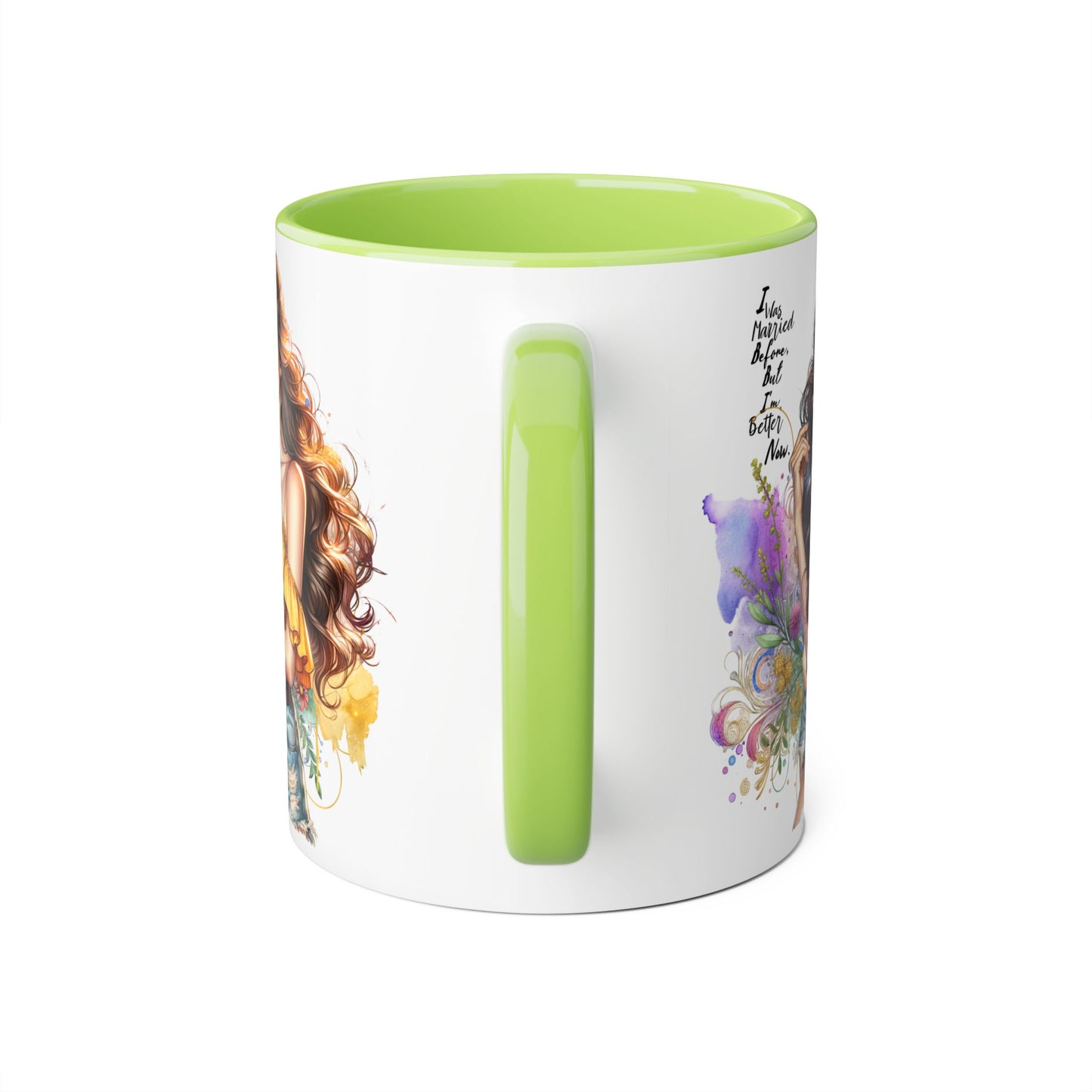 I Was Married Before But I'm Better Now Boho Chic Accent Mugs, Inspirational Coffee Cup, Gift for Her, Unique Art Mug, Home Decor, Vibrant Floral Design