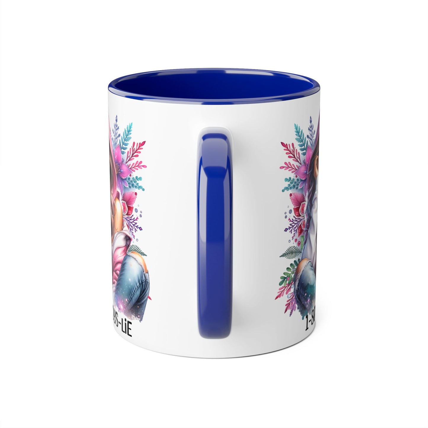 1-800-BOYS-LIE Accent Mug, Floral Coffee Cup, Funny Gift for Her, Unique Tea Mug, Cute Lover's Present