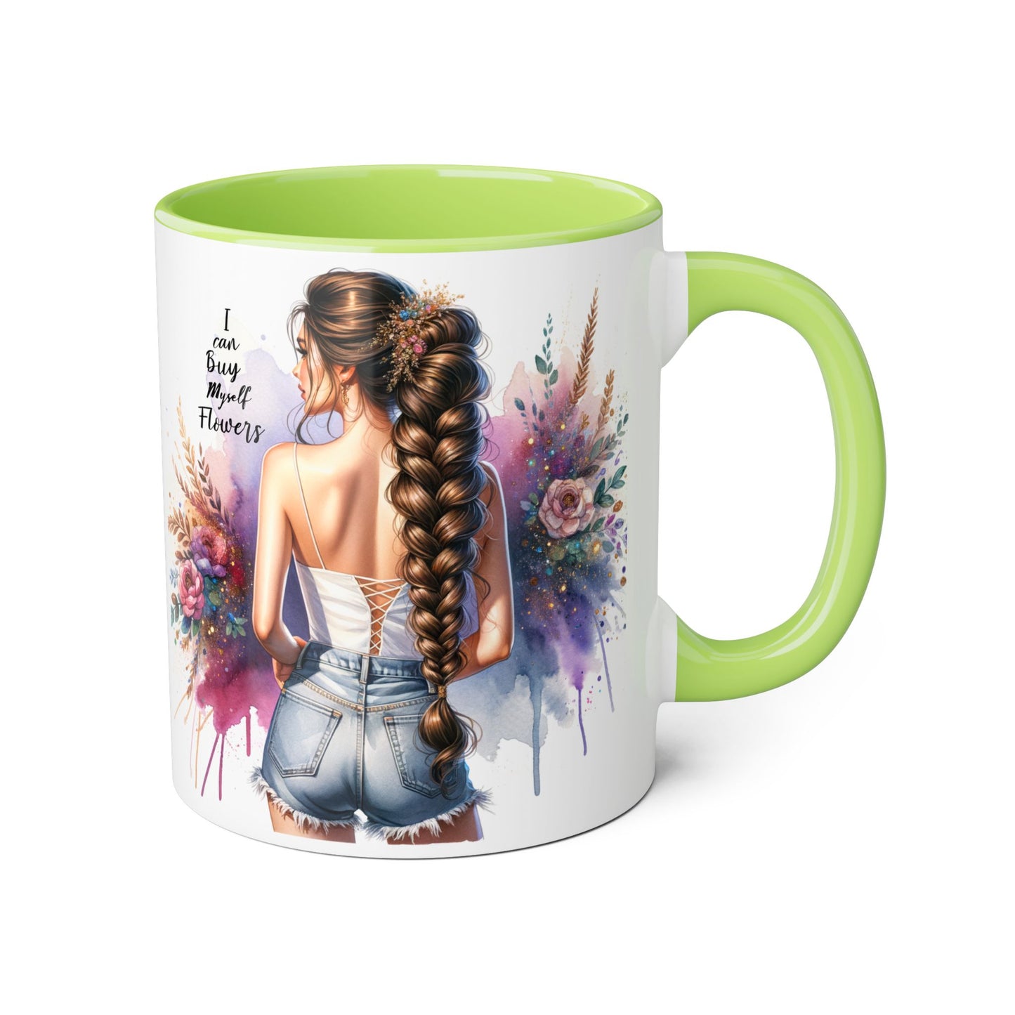 Floral Accent Mug, I Can Buy My Own Flowers Coffee Cup, Gift for Flower Lovers, Cute Floral Mug, Tea Cup for Women