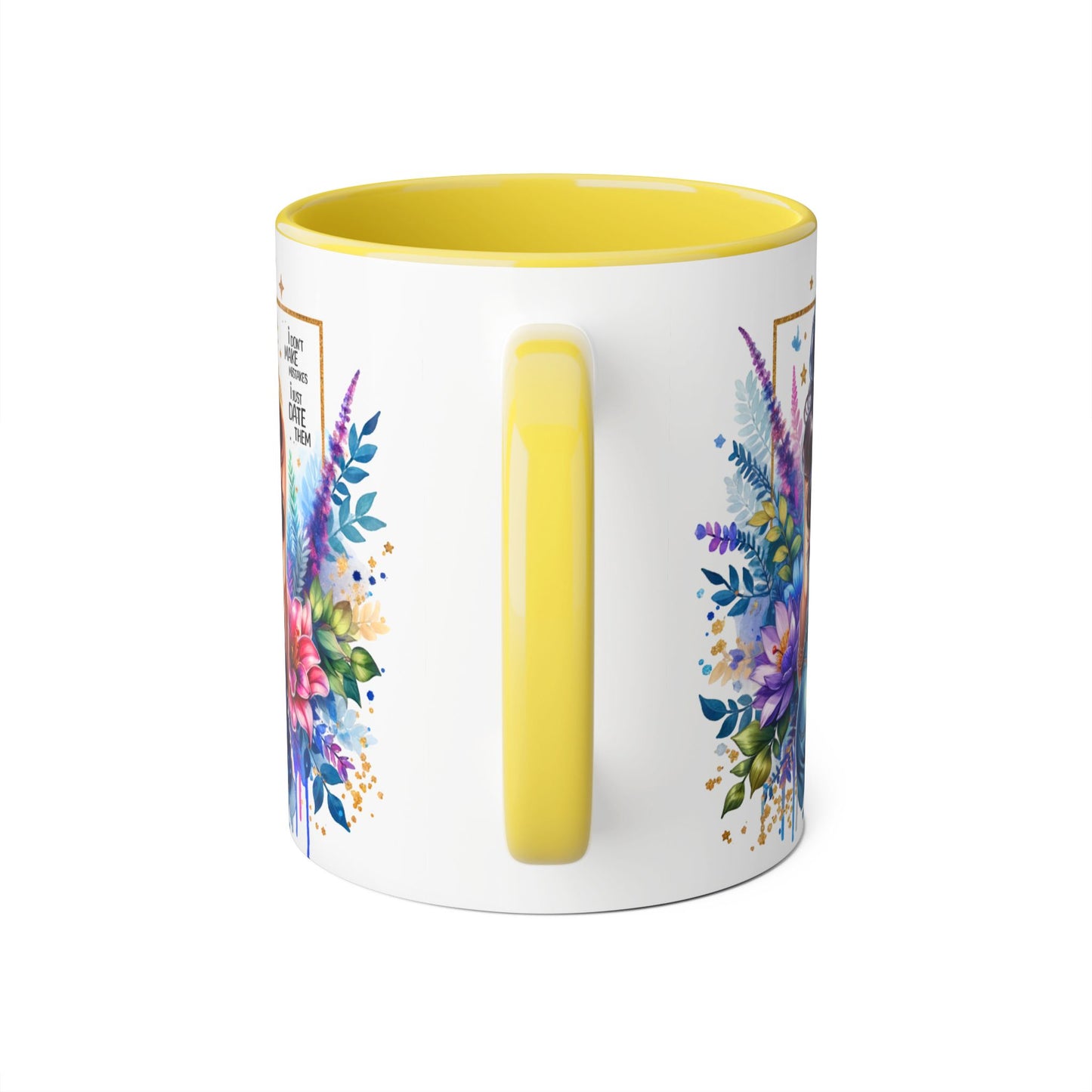 I Don't Make Mistakes, I Date Them Floral Aesthetic Mug, Vibrant Coffee Cup Gift, Boho Decor, Nature Lover, Inspirational Quote, Home Office Accessory