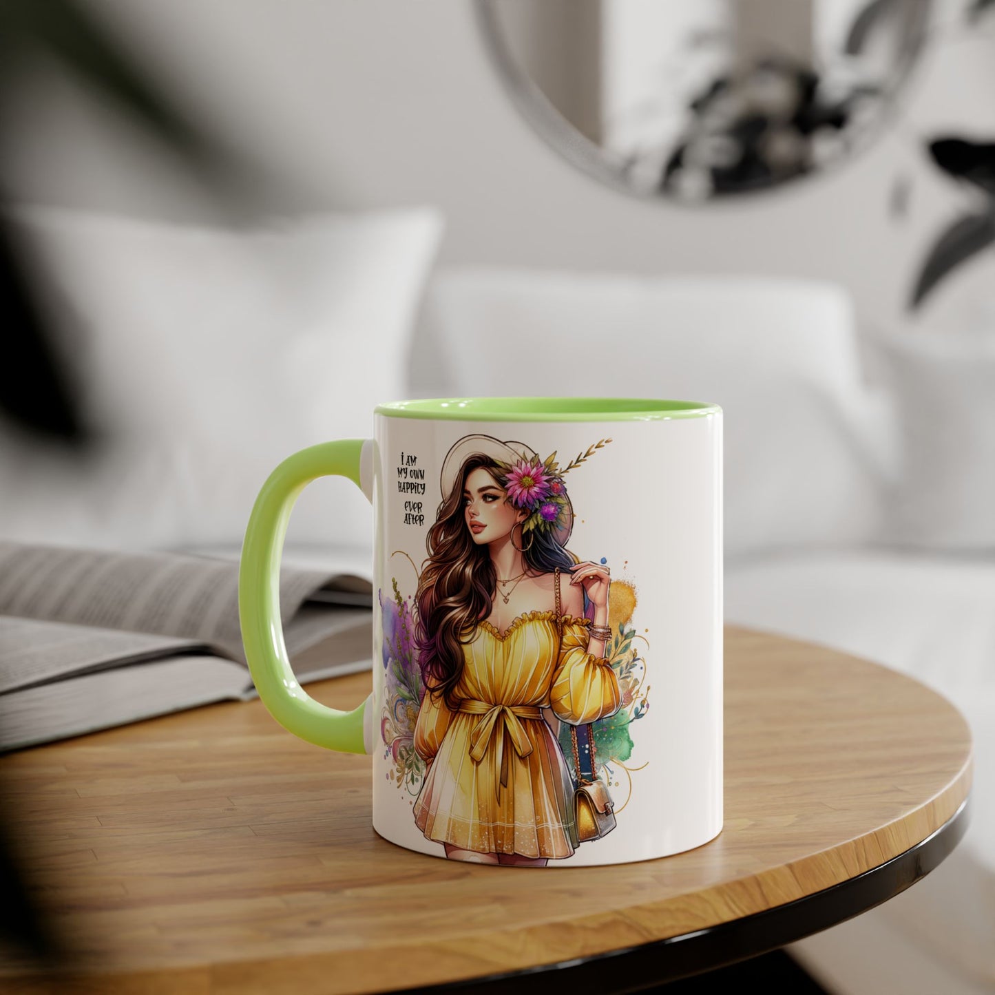 I Am My Own Happily Ever After Empowered Woman Accent Mug - 11oz Black Trim | Inspirational Coffee Cup | Perfect Gift for Friends & Self-Care