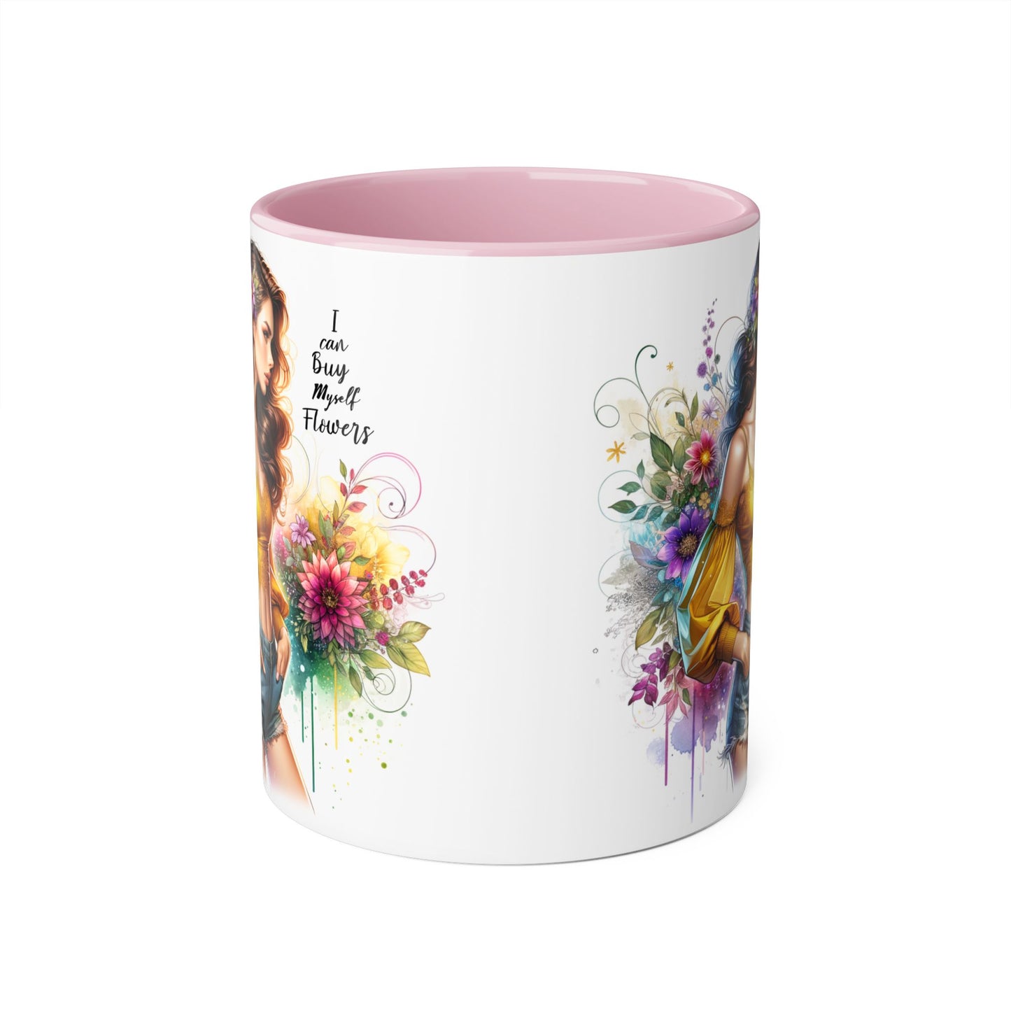 I Can Buy Myself Flowers Floral Art Accent Mug, Inspirational Coffee Cup, Unique Gift for Her, Flower Lover’s Mug, Home Decor Kitchenware