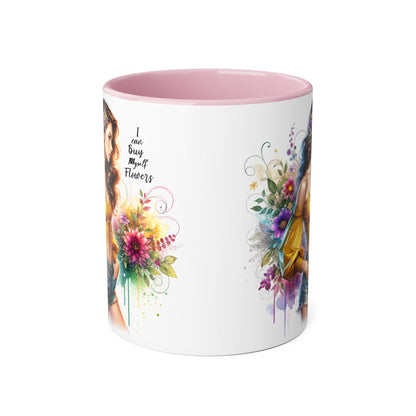 I Can Buy Myself Flowers Floral Art Accent Mug, Inspirational Coffee Cup, Unique Gift for Her, Flower Lover’s Mug, Home Decor Kitchenware