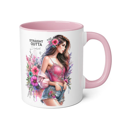 Straight Outta Divorced Humoristic Floral-Inspired Accent Mug, Perfect for Gifts, Home Decor, Coffee Lovers, Tea Enjoyers
