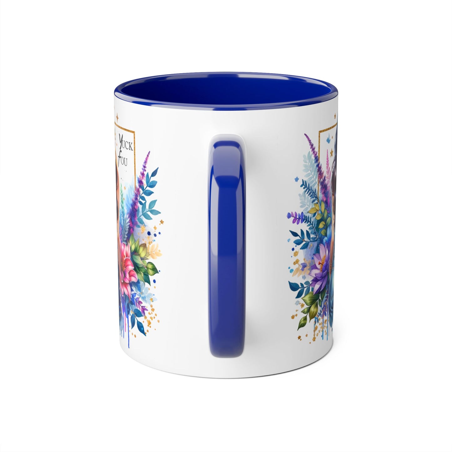 Yuck Fou Bohemian Floral Accent Mug, 11oz, Artistic Coffee Cup, Gift for Her, Stylish Drinkware, Home Decor, Unique Kitchen Accessories