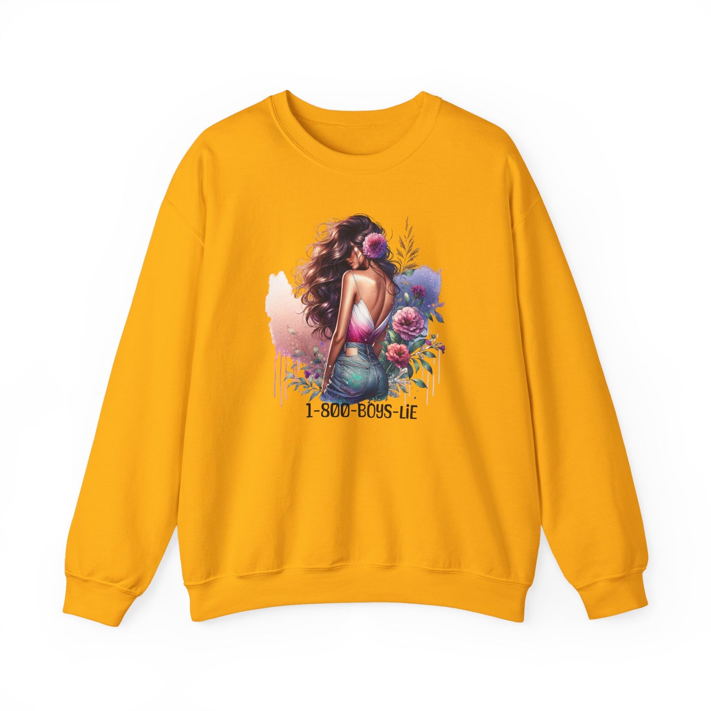 1-800-Boys-Lie Boss Babe Floral Sweatshirt | Unisex Comfortable Crewneck, Trendy Gift for Her, Affirmation Clothing, Cozy Fashion