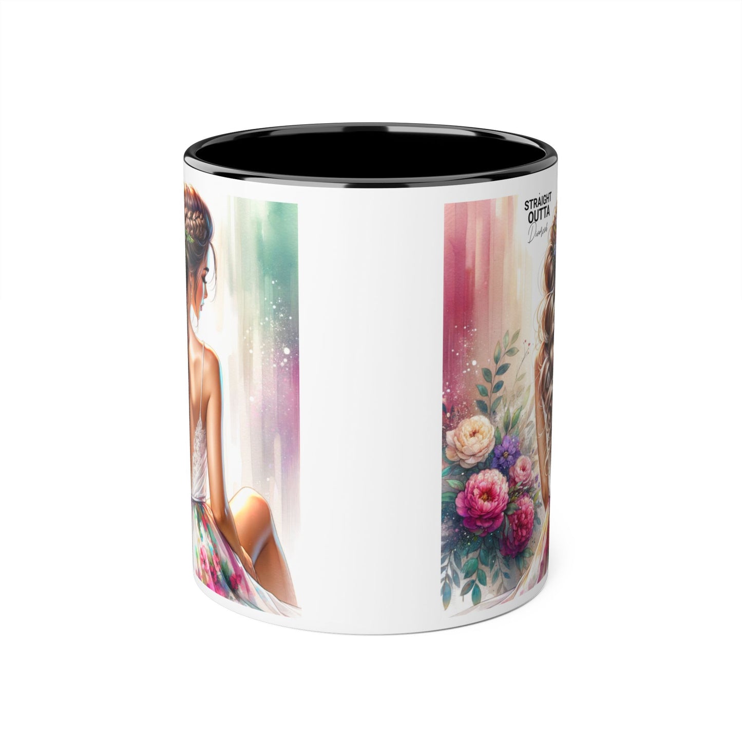 Straight Outta Divorced Humoristic Elegant Floral Accent Mug, Artistic Coffee Cup, Gift for Her, Home Decor, Tea Lover's Mug, Birthday Gift Idea, Wedding Favor