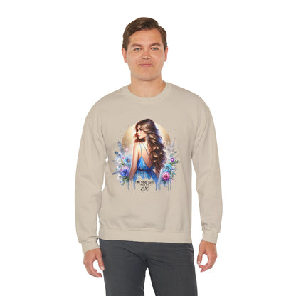 I'm Too Cute For My Ex Artistic Floral Crewneck Sweatshirt with Elegant Woman Design, Cozy Pullover, Gift for Her, Trendy Apparel, Perfect for Everyday Wear