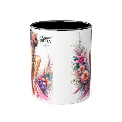 Straight Outta Divorced Humoristic Floral Art Accent Mug - Perfect Gift for Friends, Birthday Celebration, Mother's Day, Coffee Lover, Home Decor