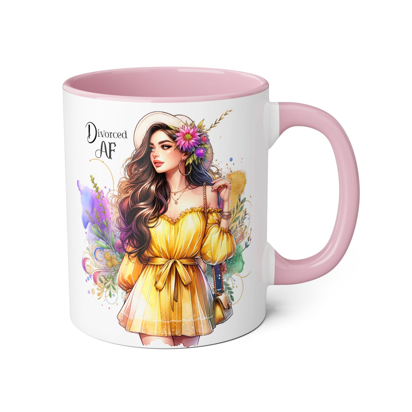 Divorced AF Accent Mug - Motivational Coffee Cup for Her, Gift for Newly Divorced Friends, Therapist Gift, Inspirational Drinkware
