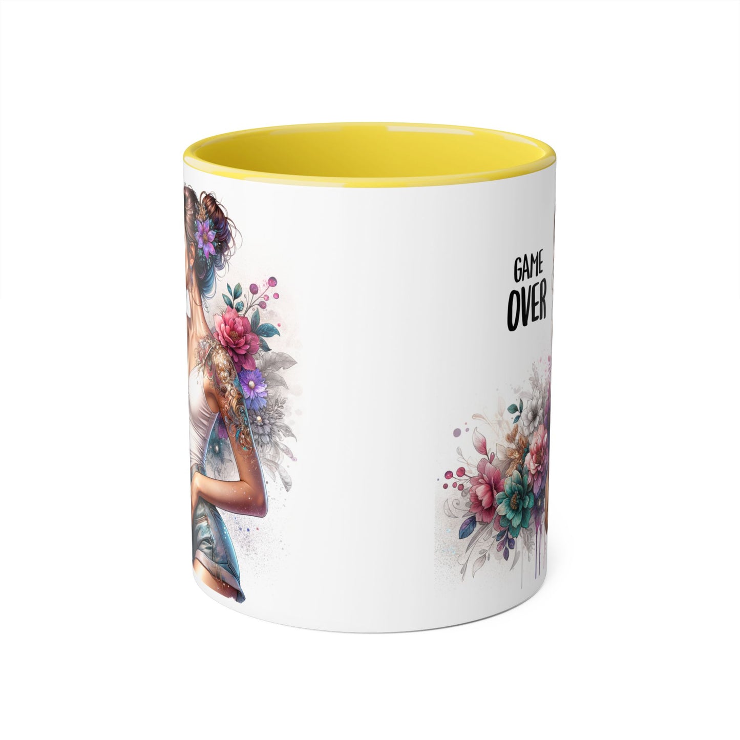 Floral Game Over Mug | Stylish Coffee Cup for Gamers | Unique Gift for Birthdays, Holidays, or Just Because, Tea Mug, Accent Mugs