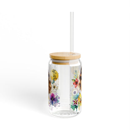 I Don't Make Mistakes, I Date Them Floral Art Sipper Glass, 16oz - Vibrant Drinkware for Garden Parties, Birthdays, Weddings, Eco-Friendly Gifts, Home Decor