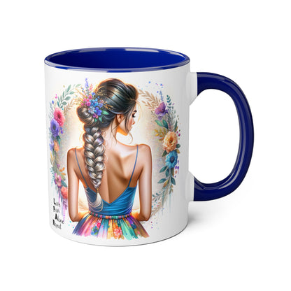 Artistic Accent Mug, Floral Coffee Cup, Unique Gifts for Her, Inspirational Drinkware, Love Yourself Mugs, Boho Style