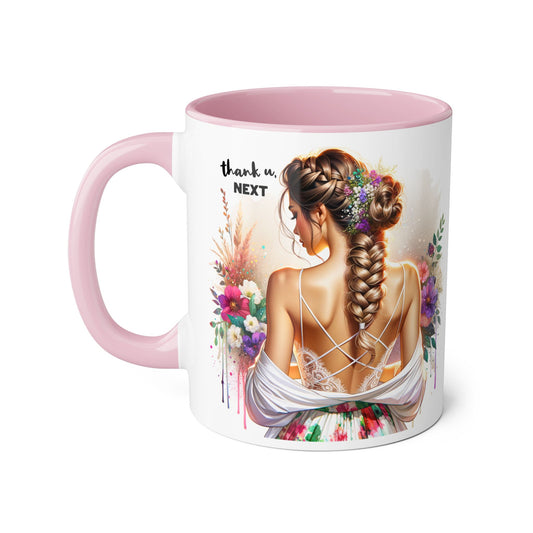 Thank U, Next Chic Floral Accent Mug, Next Season Inspired Coffee Cup, Gift for Her, Boho Style Drinkware, Home Decor, Unique Birthday Present