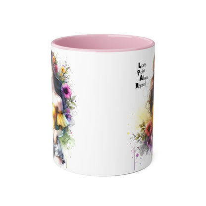Colorful Artistic Accent Mug with Floral Design, Boho Coffee Cup, Gift for Her, Unique Tea Mug, Inspirational Quote Mug