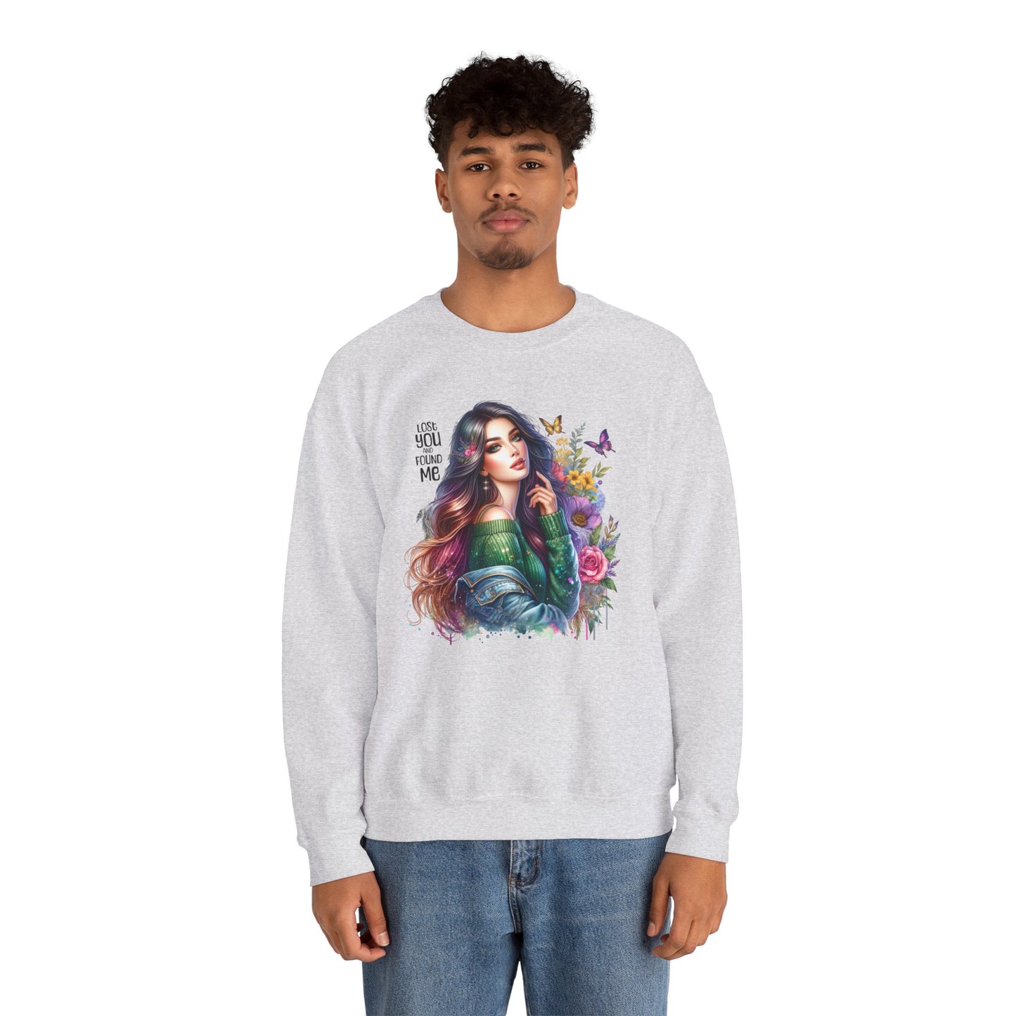 Lost You And Found Me Bohemian Floral Crewneck Sweatshirt, Cozy Graphic Sweatshirt, Gift for Her, Unique Art Pullover, Spring Fashion Crew