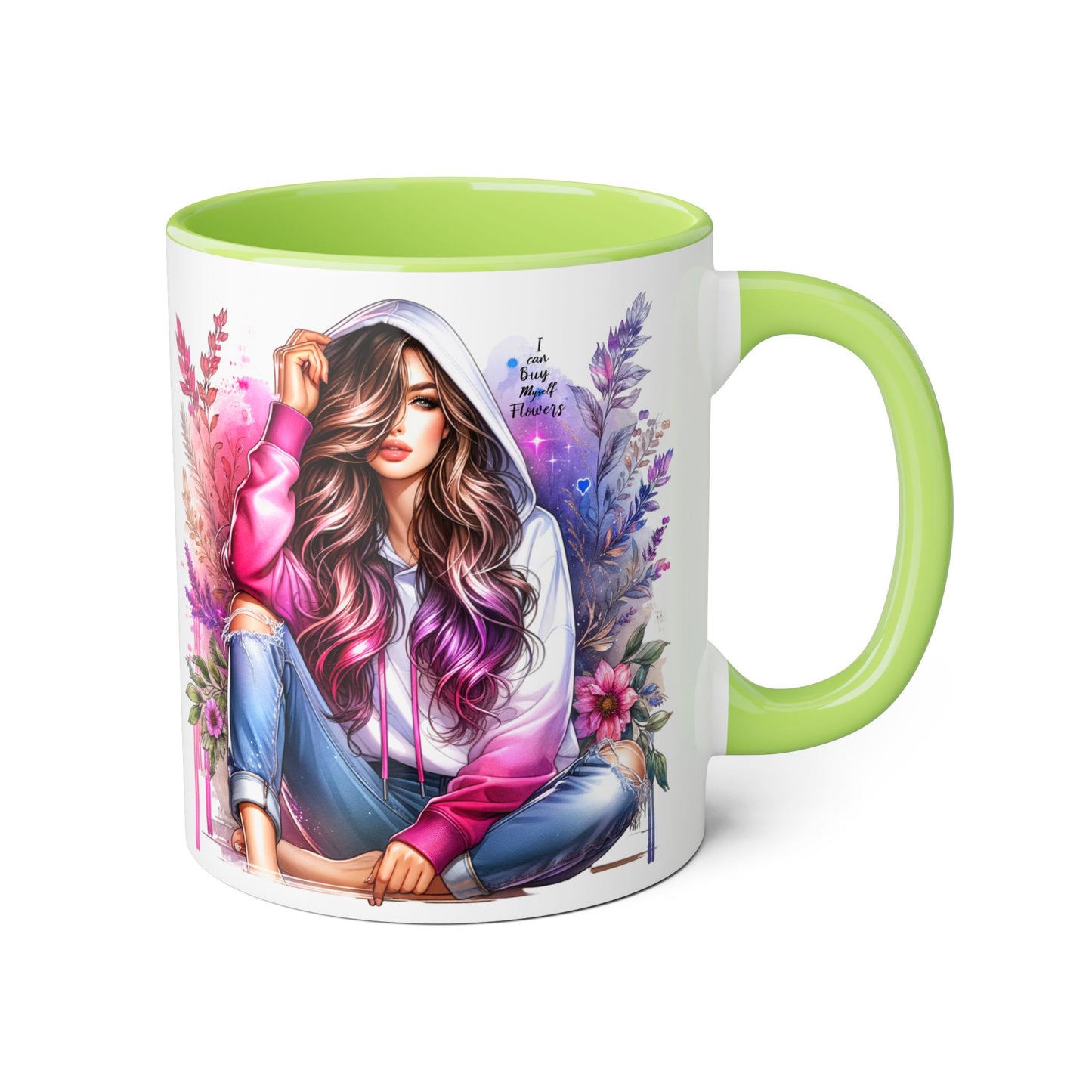 I Can Buy Myself Flowers Chic Floral Accent Mug, Unique Coffee Cup for Women, Gift for Her, Artful Tea Cup, Birthday Mug, Cozy Coffee Drinkware