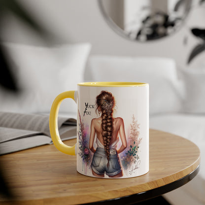 Yuck Fou Stylish Floral Accent Mug, Gift for Friends, Motivational Coffee Cup, Cute Home Decor, Art Lover's Mug, Perfect for Holidays