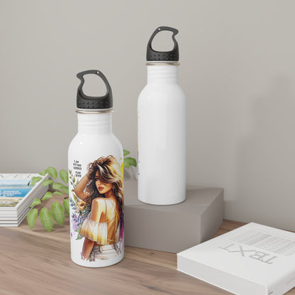 I Am My Own Happily Ever After Stylish Stainless Steel Water Bottle, Eco-Friendly Gift, Floral Design, Inspirational Quote, Outdoor Adventure and Fitness Gear