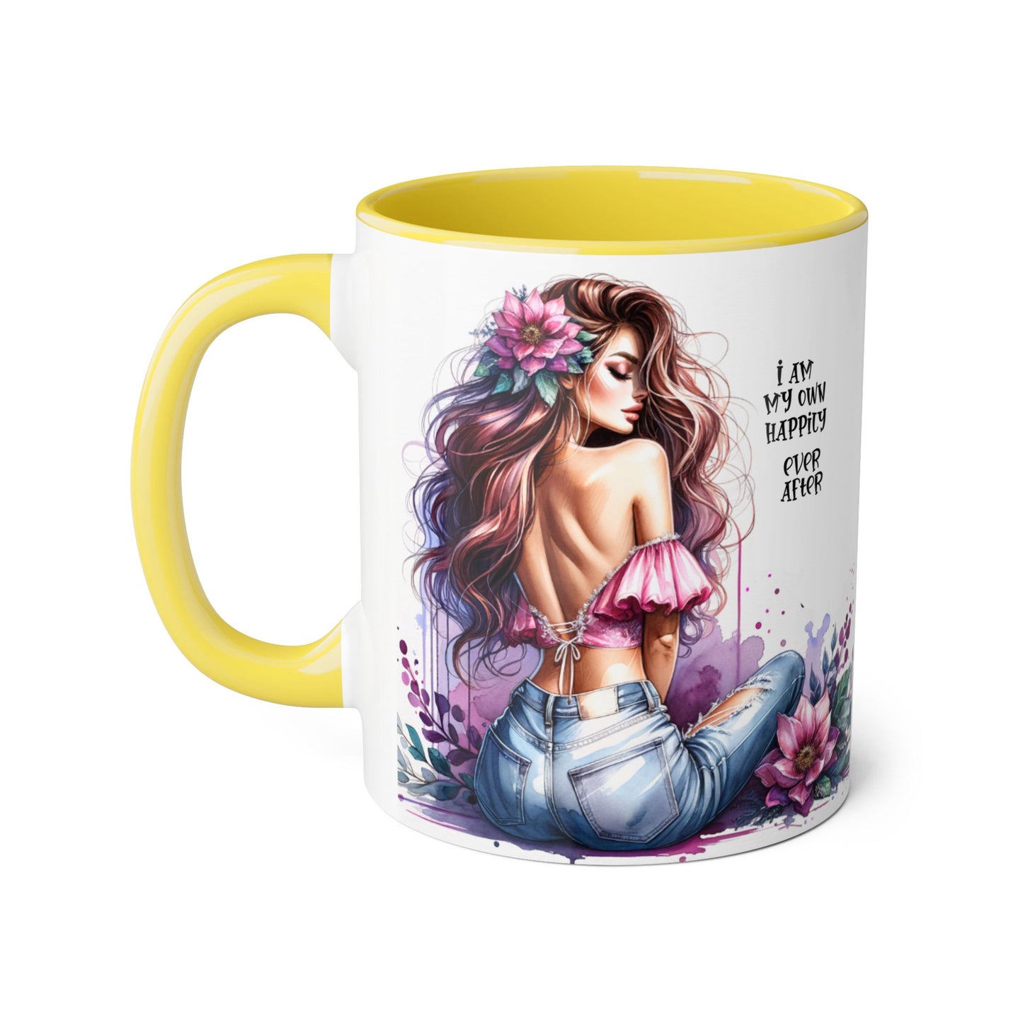 I Am My Own Happily Ever After Chic Inspirational Coffee Mug, Stylish Floral Accent Cup, Motivational Gift for Her, Self-Love Tea Mug, Perfect for Birthdays & Relaxation