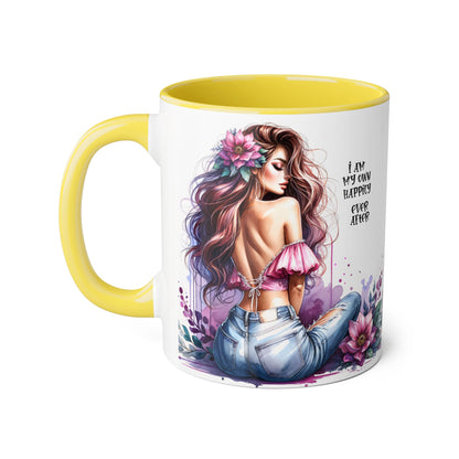 I Am My Own Happily Ever After Chic Inspirational Coffee Mug, Stylish Floral Accent Cup, Motivational Gift for Her, Self-Love Tea Mug, Perfect for Birthdays & Relaxation