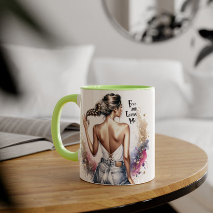 Free and Loving Me Accent Mug, Empowering Coffee Cup, Inspirational Gift, Unique Women’s Mug, Morning Motivation