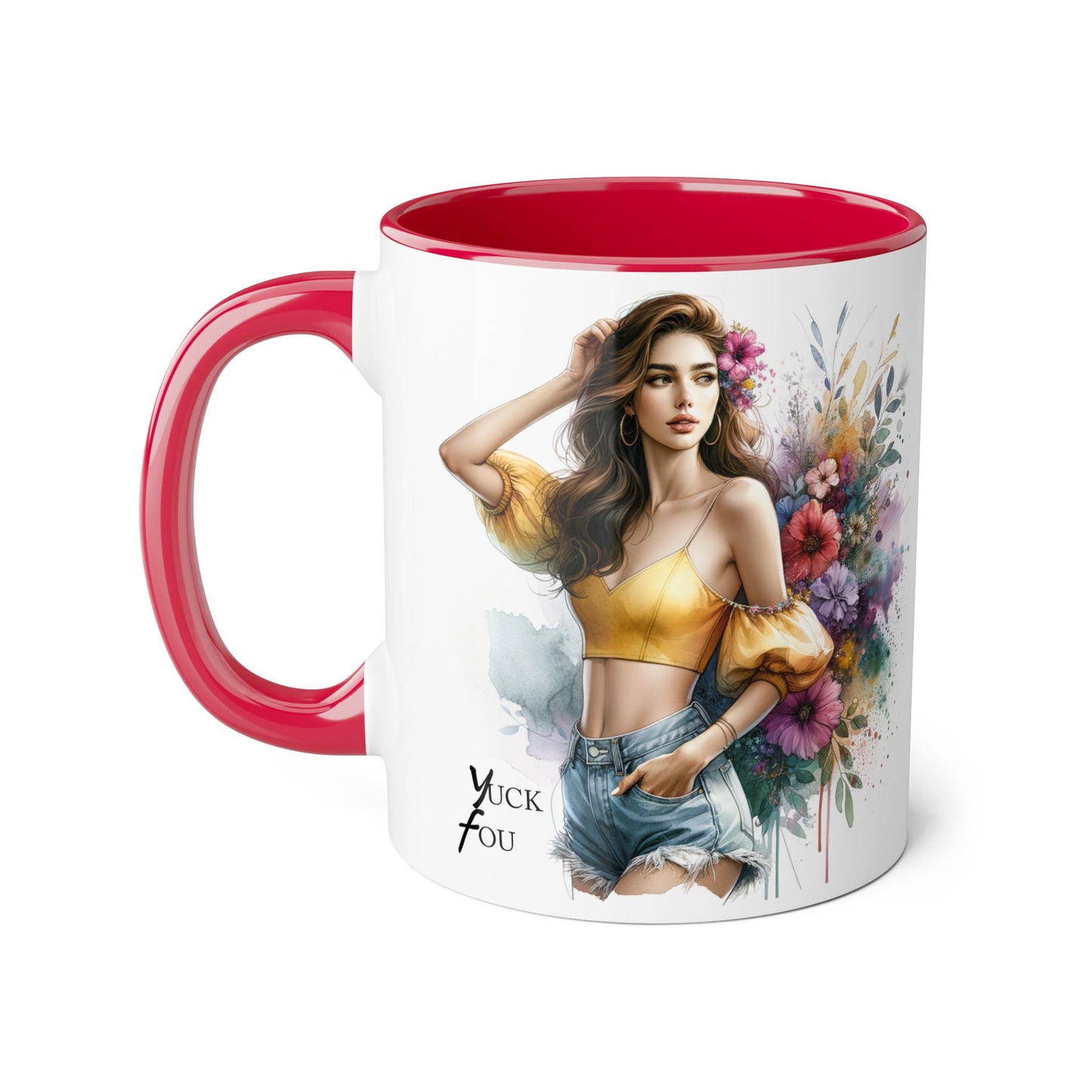 Yuck Fou Floral Accent Mug: Stylish Coffee Cup for Home, Gifts, Birthdays, Tea Lovers, Art Enthusiasts
