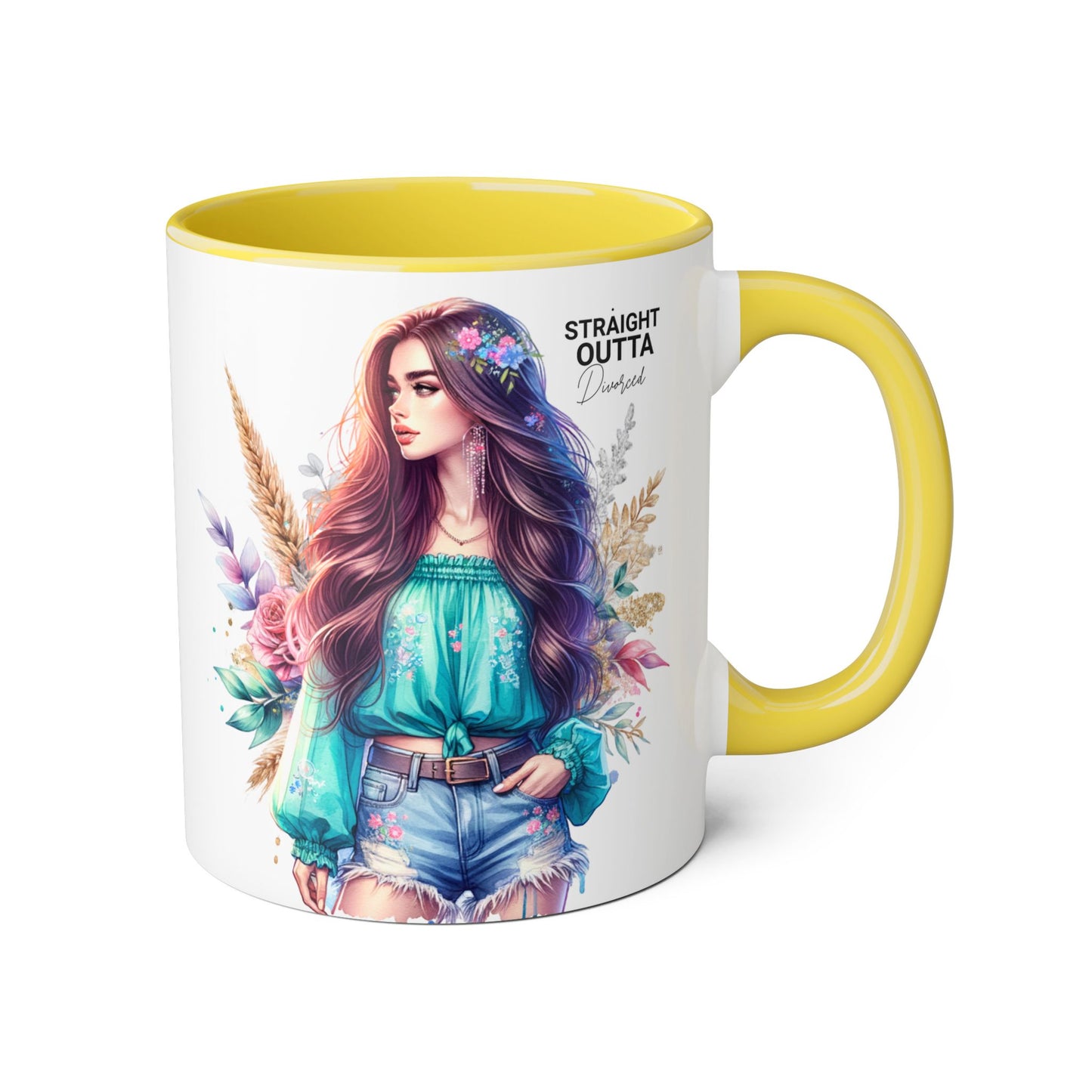 Straight Outta Divorced Humoristic Vibrant Floral Accent Mug, Straight Outta Design, Gift for Coffee Lovers, Boho Home Decor, Ideal for Birthdays, Celebrations, Enjoy [...]