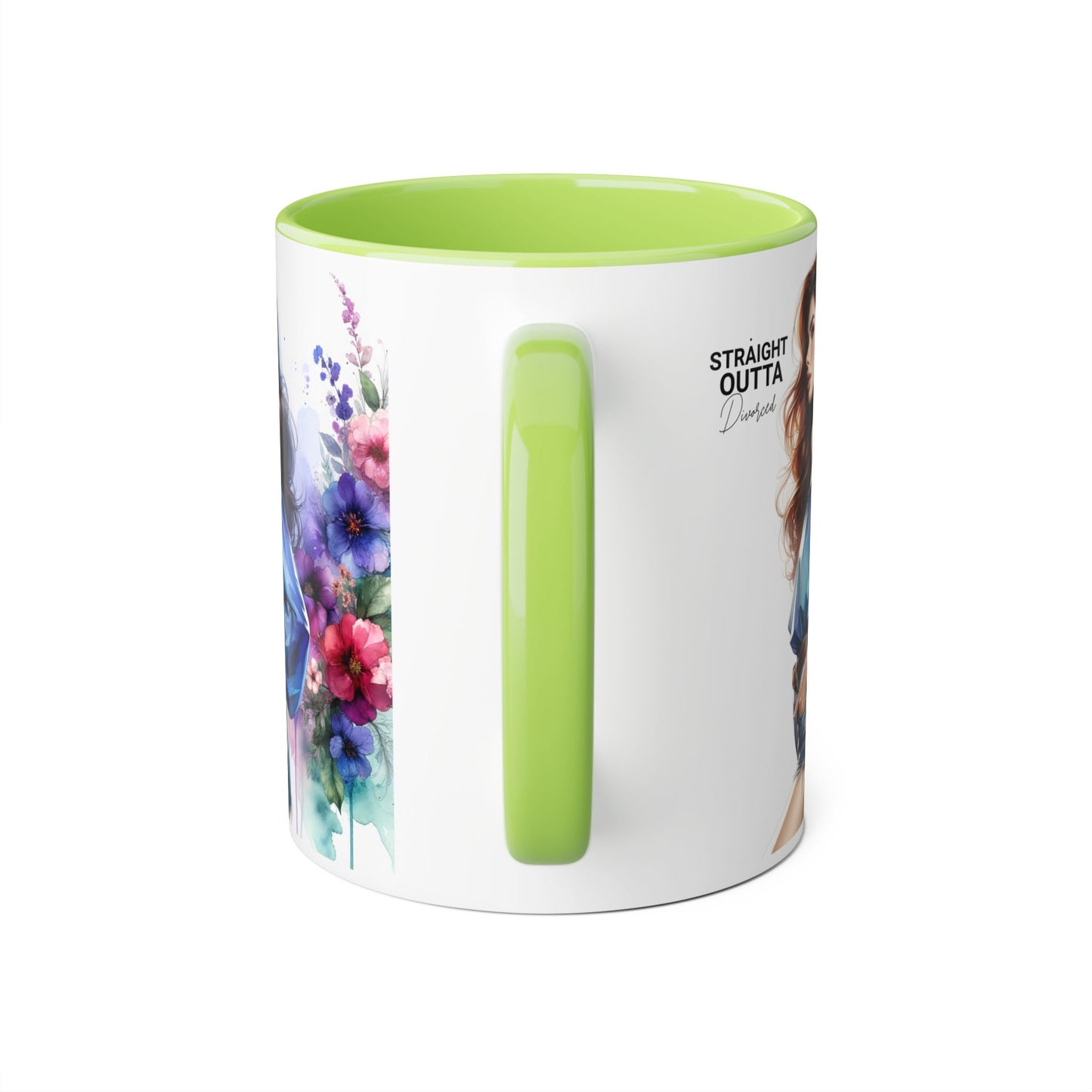 Straight Outta Divorced Humoristic Artistic Accent Mug, Personalized Gift for Coffee Lovers, Floral Design Mug, Straight Outta Mug, Creative Kitchenware, Unique Home Decor