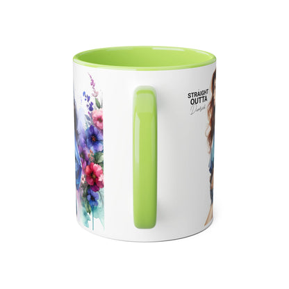 Straight Outta Divorced Humoristic Artistic Accent Mug, Personalized Gift for Coffee Lovers, Floral Design Mug, Straight Outta Mug, Creative Kitchenware, Unique Home Decor