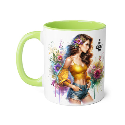 Edgy Floral Accent Mug, Inspirational Coffee Cup, Unique Gift for Her, IDGAF Mug, Boho Style Drinkware