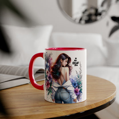 Floral Graphic Accent Mug, Gift for Her, Coffee Tea Mug, Unique Housewarming Present, My IDGAF Era