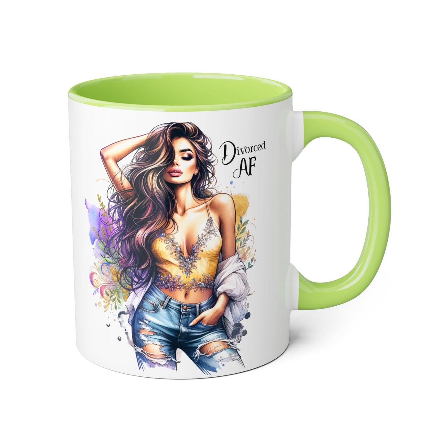 Divorced AF Mug, Stylish 11oz Accent Mug for Coffee Lovers, Perfect for Gifts, Self-Care and Empowerment, Unique Art Design