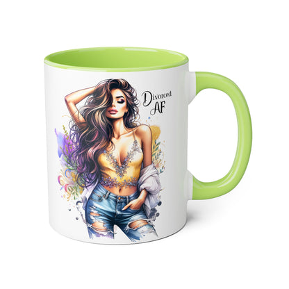 Divorced AF Mug, Stylish 11oz Accent Mug for Coffee Lovers, Perfect for Gifts, Self-Care and Empowerment, Unique Art Design
