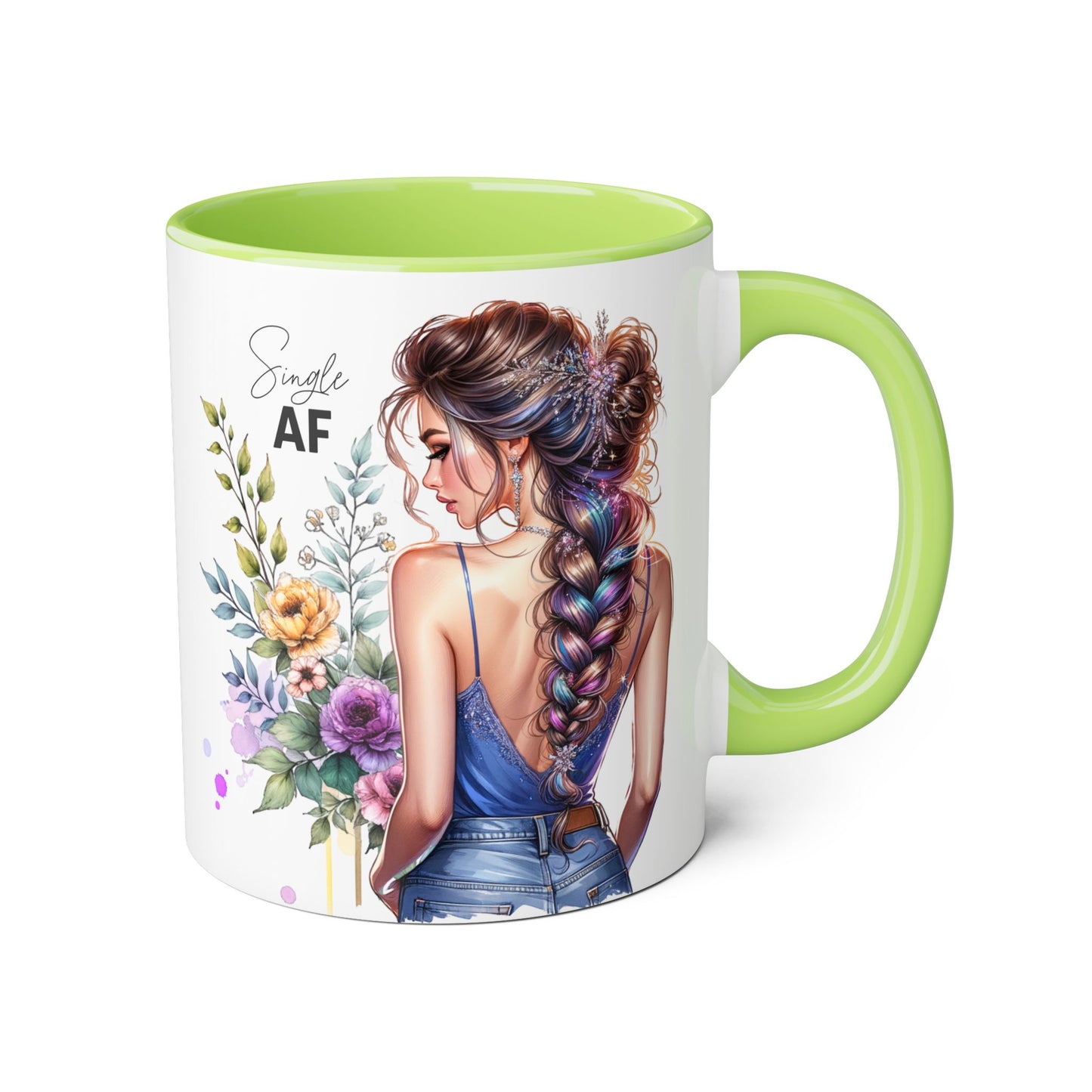Single AF Stylish Accent Mugs for Coffee Lovers, Floral Design Mug, Gift for Her, Unique Tea Mug, Simple AF Mugs for Home Decor