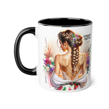 Straight Outta Divorced Humoristic Elegant Floral Accent Mug - Straight Outta Inspired Design, Coffee Cup, Gift for Her, Home Decor, Unique Drinkware, Birthday