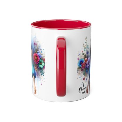 I Choose Me Boho Floral Accent Mug, Choose Me Coffee Cup, Unique Gift for Her, Art Mug, Colorful Drinkware