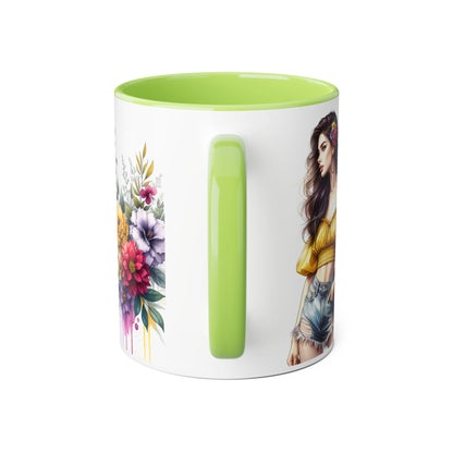 Boho Floral Accent Mug, Stunning Gift for Tea Lovers, Home Decor, Coffee Lover's Gift, Birthday Present, Art Print Mug