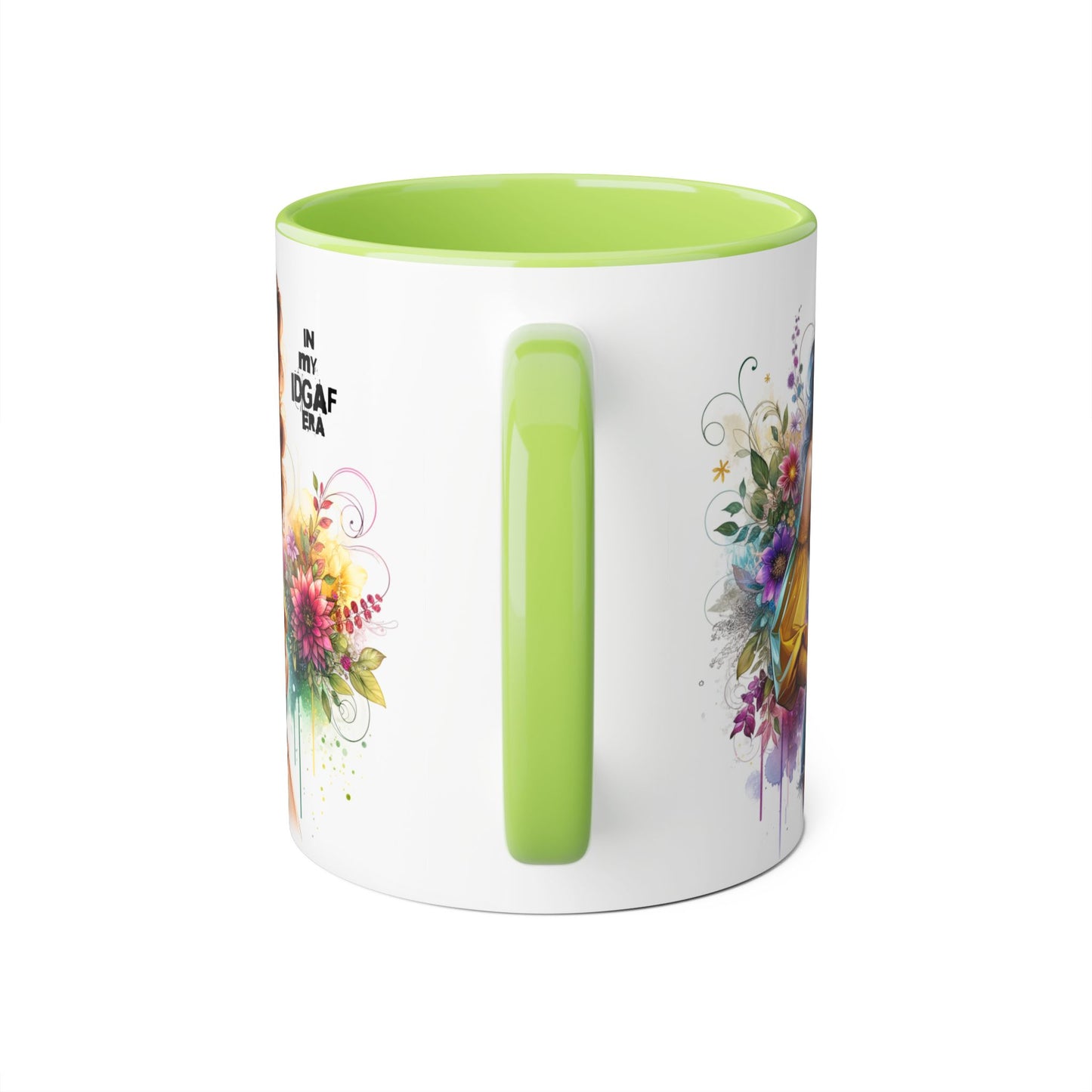 Edgy Floral Accent Mug, Inspirational Coffee Cup, Unique Gift for Her, IDGAF Mug, Boho Style Drinkware