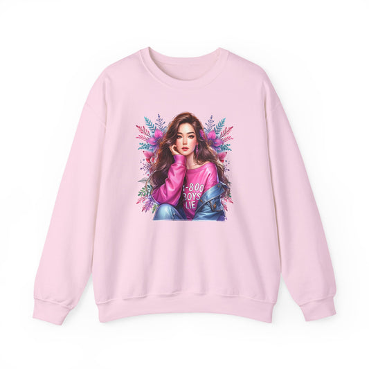 1-800-Boys-Lie Trendy Crewneck Sweatshirt - Cozy Unisex Pullover, Perfect for Casual Days, Gifts for Her, Cute Fashion Layering, Everyday Style