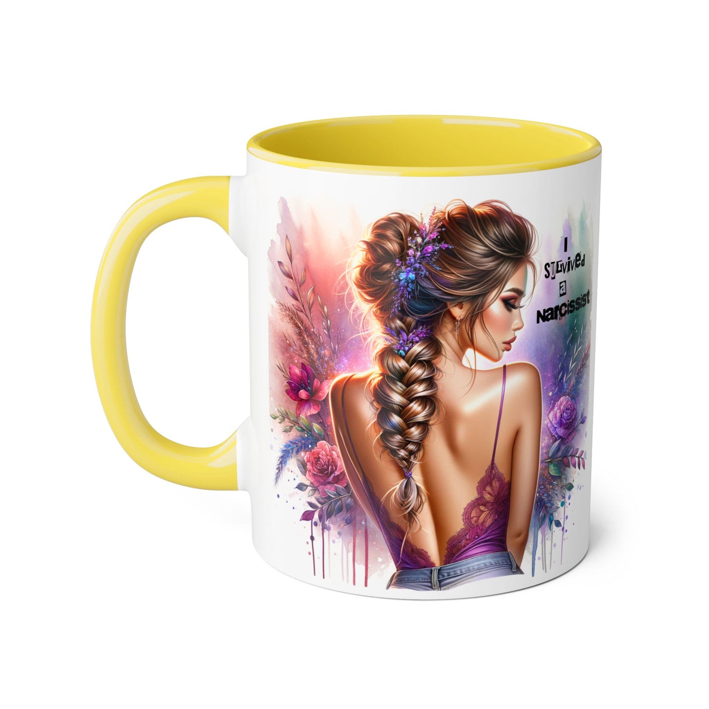 Artistic Accent Mug, Beautiful Coffee Cup, Unique Gift Idea, Home Décor, Self-Love Reminder, Floral Art Mug, Motivational Tea Cup