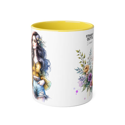 Straight Outta Divorced Humoristic Stylish Floral Accent Mug, Perfect for Coffee Lovers, Gift for Her, Home Decor, Mother's Day, Birthday, Everyday Use