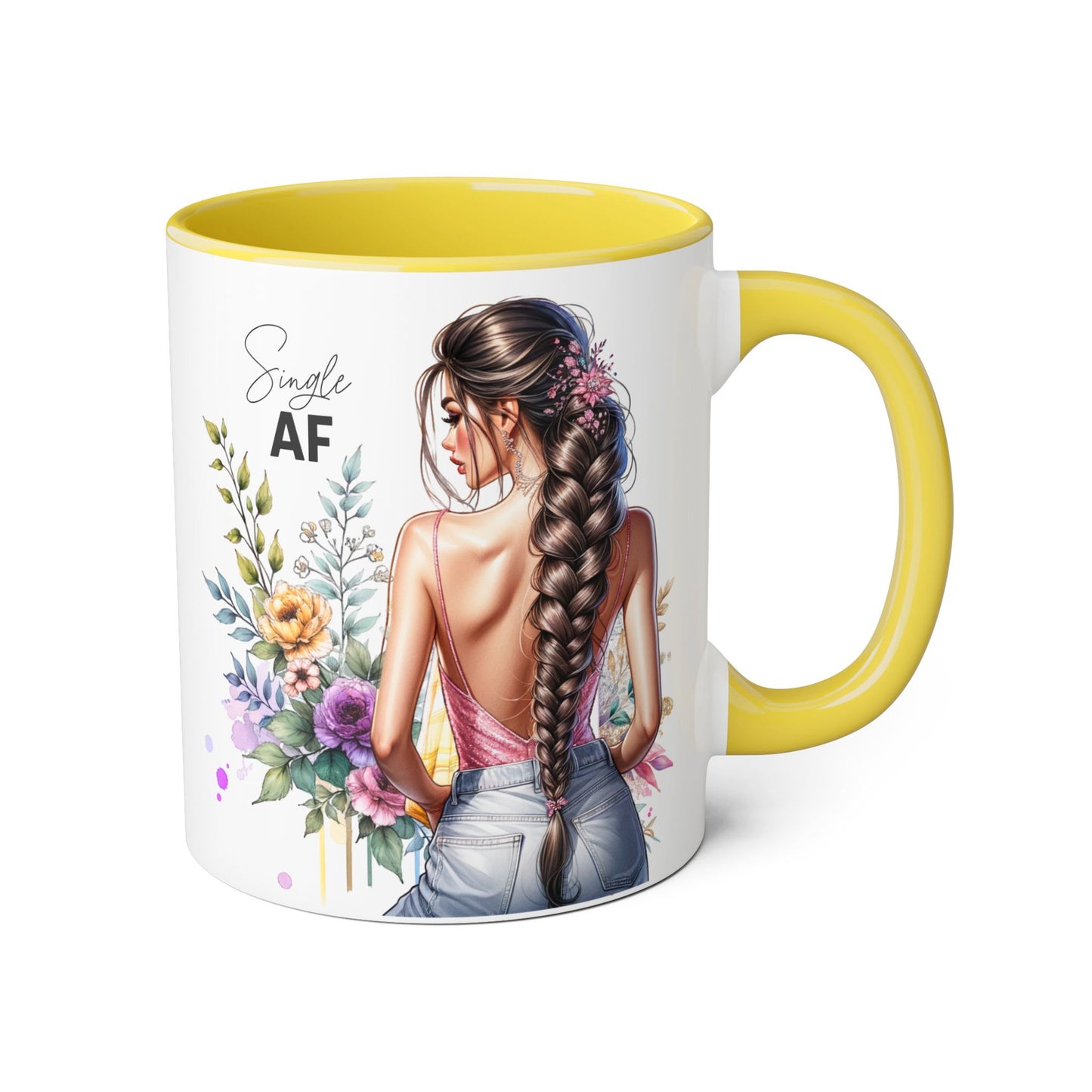 Single AF Chic Floral Coffee Mug, Single AF, Unique Gift for Her, Trendy Drinkware, Birthday Present, Home Decor, Tea Time, Self-Love