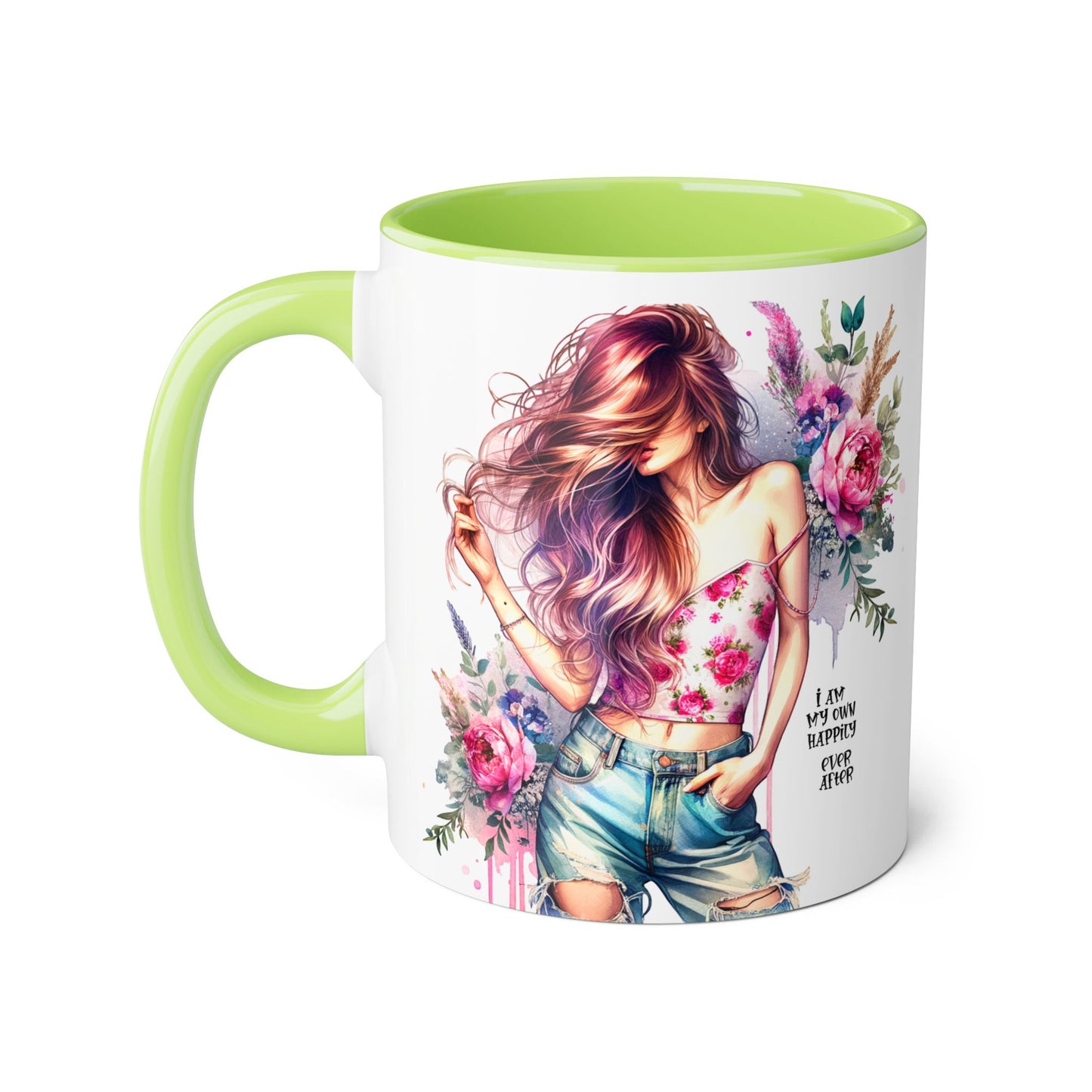 I Am My Own Happily Ever After Floral Beauty Accent Mug - Inspirational Coffee Cup, Gift for Her, Floral Mug, Motivational Drinkware, Cute Kitchen Decor