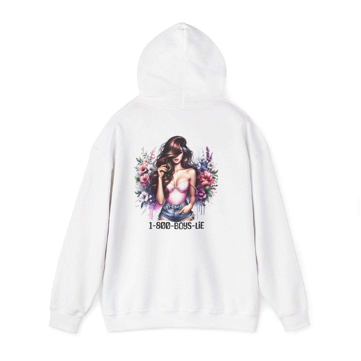 1-800-Boys-Lie Floral Art Hooded Sweatshirt - Cozy Gift for Trendsetters, Women's Fashion, Spring Style, Casual Wear, Birthday Present